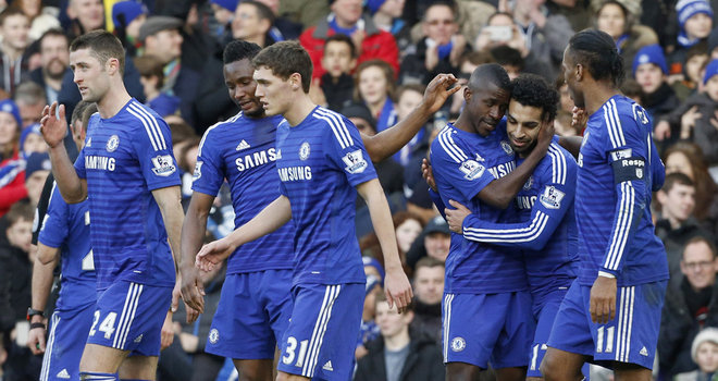 Chelsea celebrate goal against Bradford