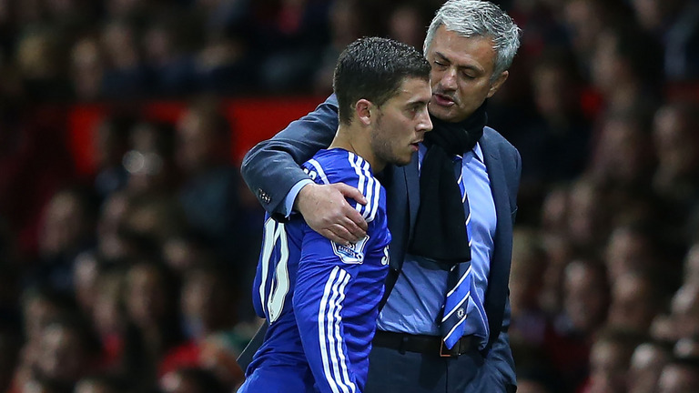 Eden Hazard and Jose Mourinho