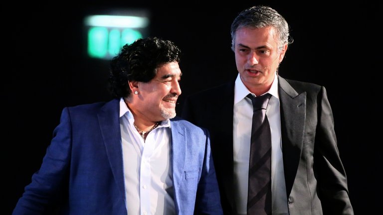 Diego Maradona and Jose Mourinho