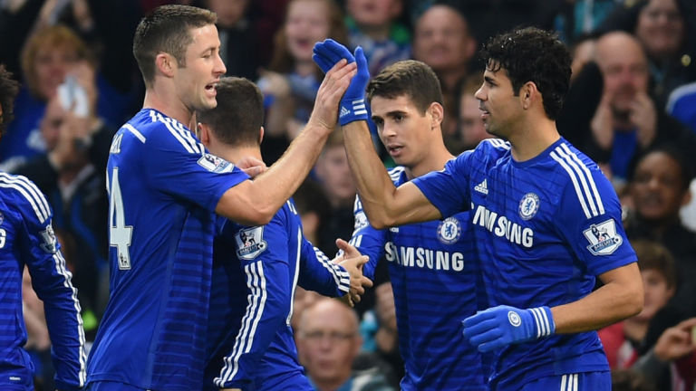 Gary Cahill and Diego Costa