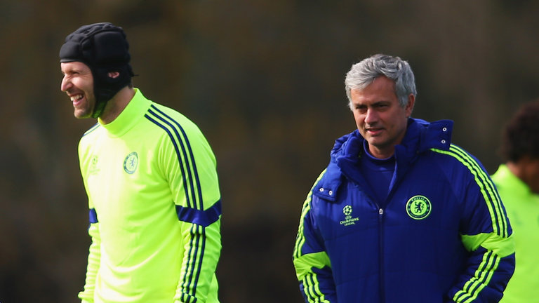 Petr Cech and Jose Mourinho
