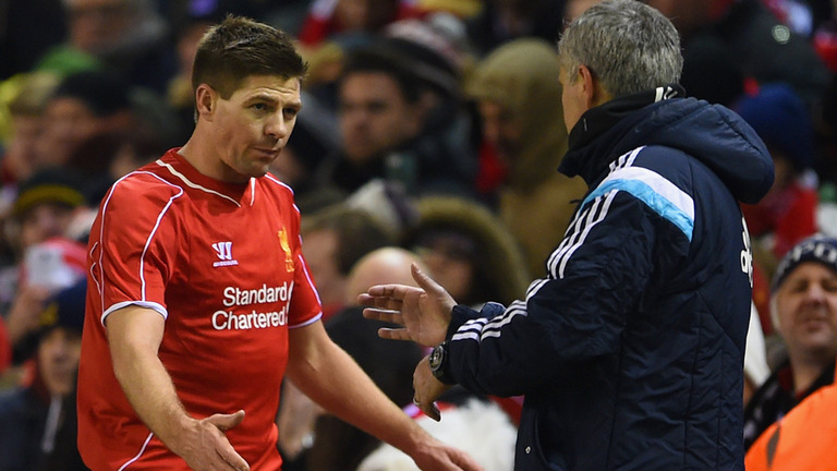 Steven Gerrard and Jose Mourinho