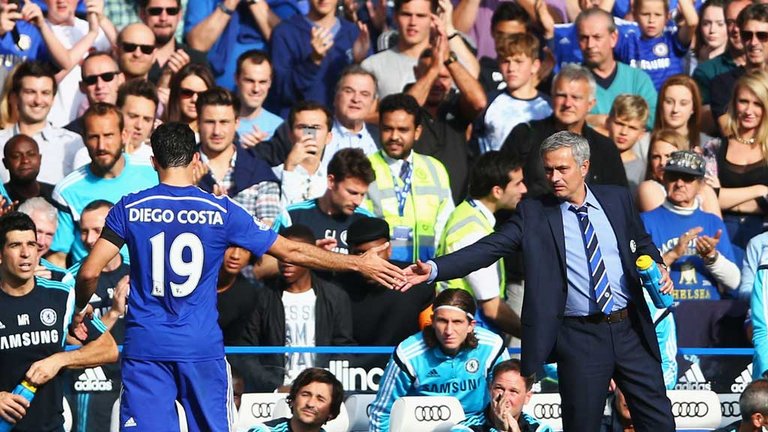 Diego Costa and Jose Mourinho