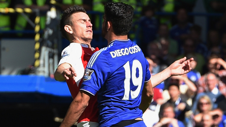 Laurent Koscielny and Diego Costa