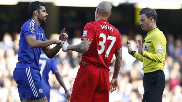 Diego Costa and Martin Skrtel