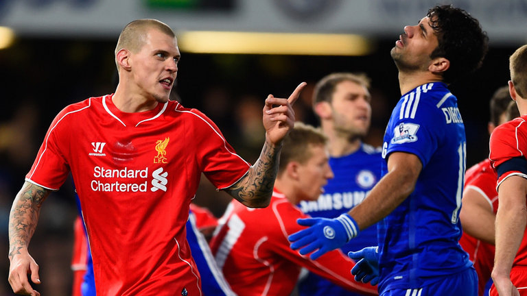 Martin Skrtel and Diego Costa