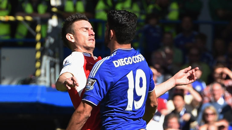 Laurent Koscielny and Diego Costa