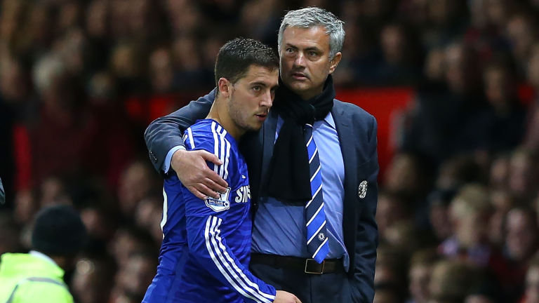 Eden Hazard and Jose Mourinho