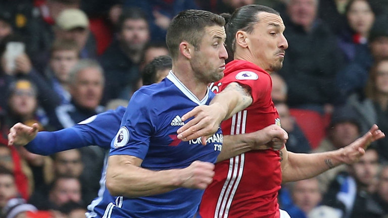 Gary Cahill and Zlatan Ibrahimovic