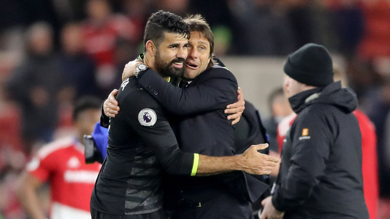 Diego Costa and Antonio Conte