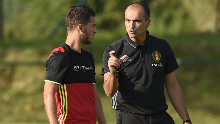 Eden Hazard and Roberto Martinez
