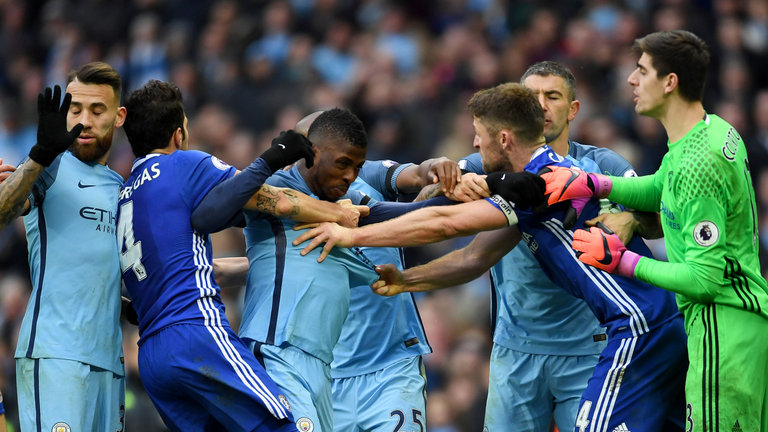 Chelsea and City Mass Player Confrontation