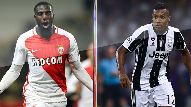 Monaco midfielder Tiemoue Bakayoko and Juventus left-back Alex Sandro