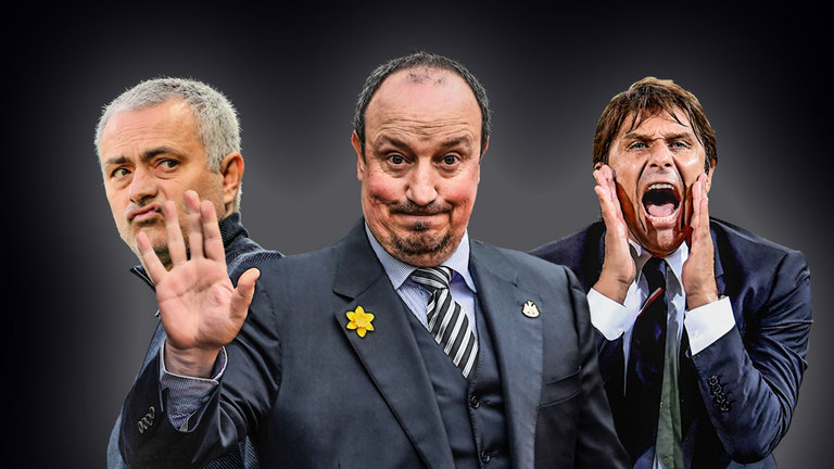 Jose Mourinho, Rafa Benitez, and Antonio Conte