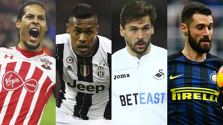 Virgil van Dijk, Alex Sandro, Fernando Llorente and Antonio Candreva