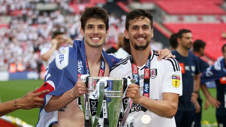 Lucas Piazon celebrates Fulham's promotion