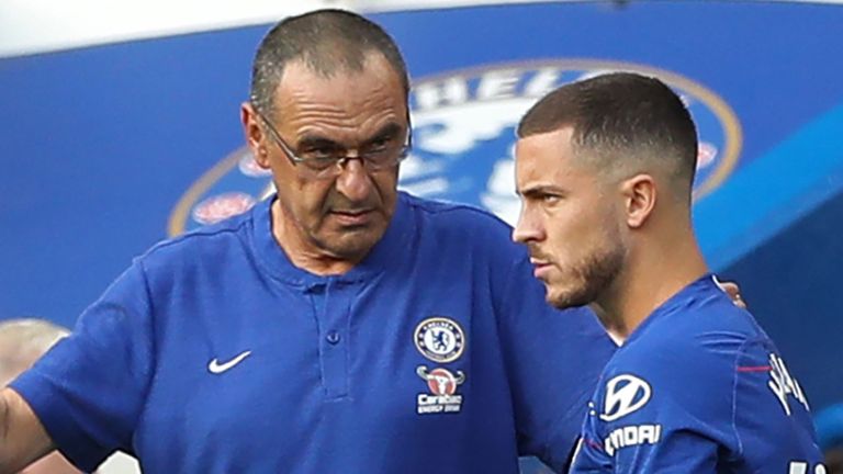 Maurizio Sarri and Eden Hazard