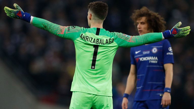 Kepa Arrizabalaga and David Luiz