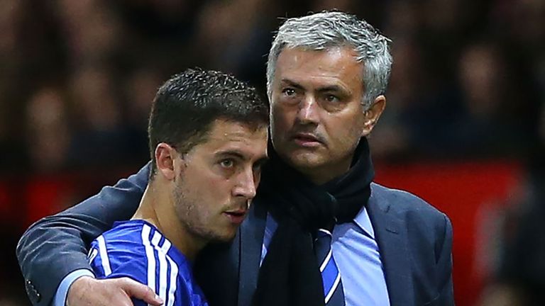 Eden Hazard and Jose Mourinho