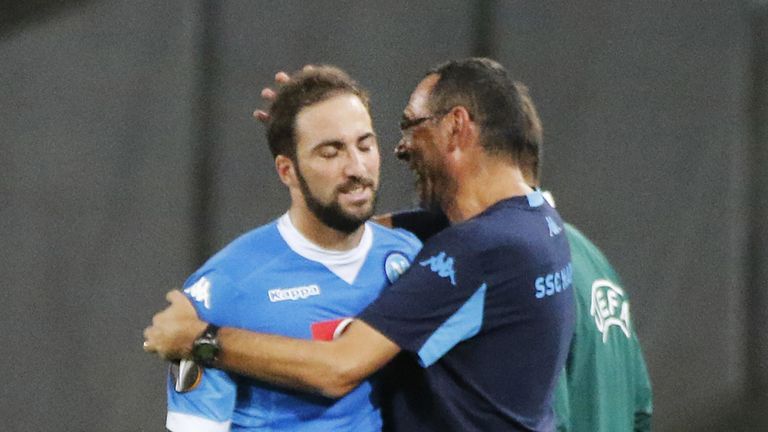 Gonzalo Higuain and Maurizio Sarri