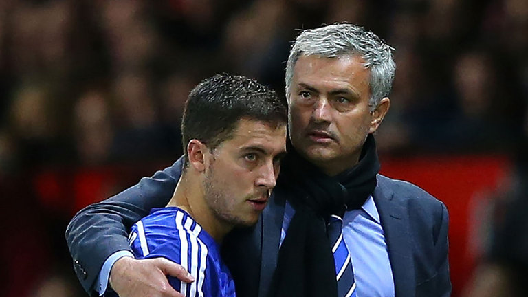 Eden Hazard and Jose Mourinho