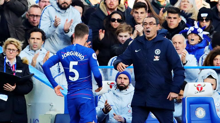 Jorginho and Maurizio Sarri