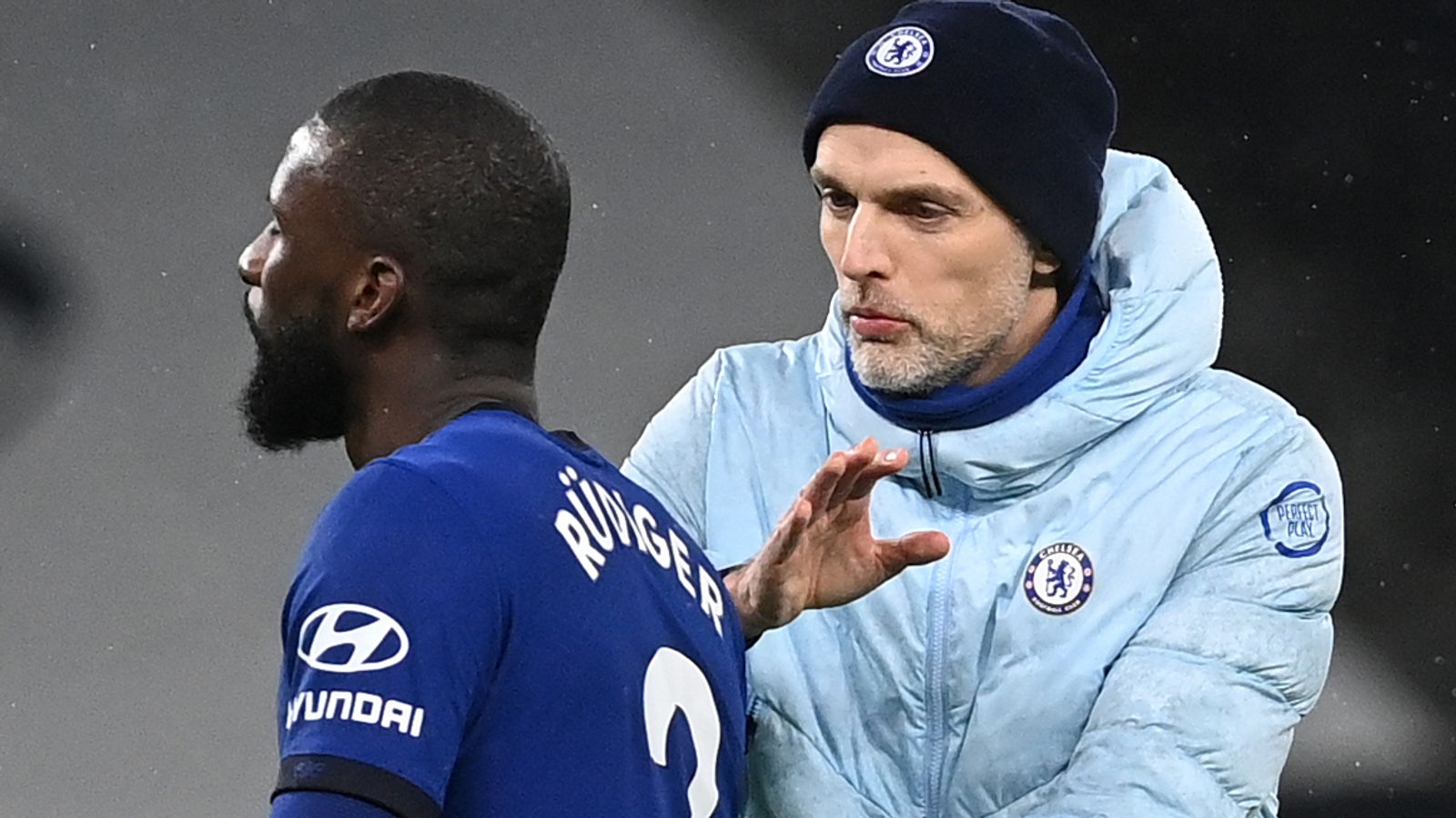 Antonio Rudiger and Thomas Tuchel