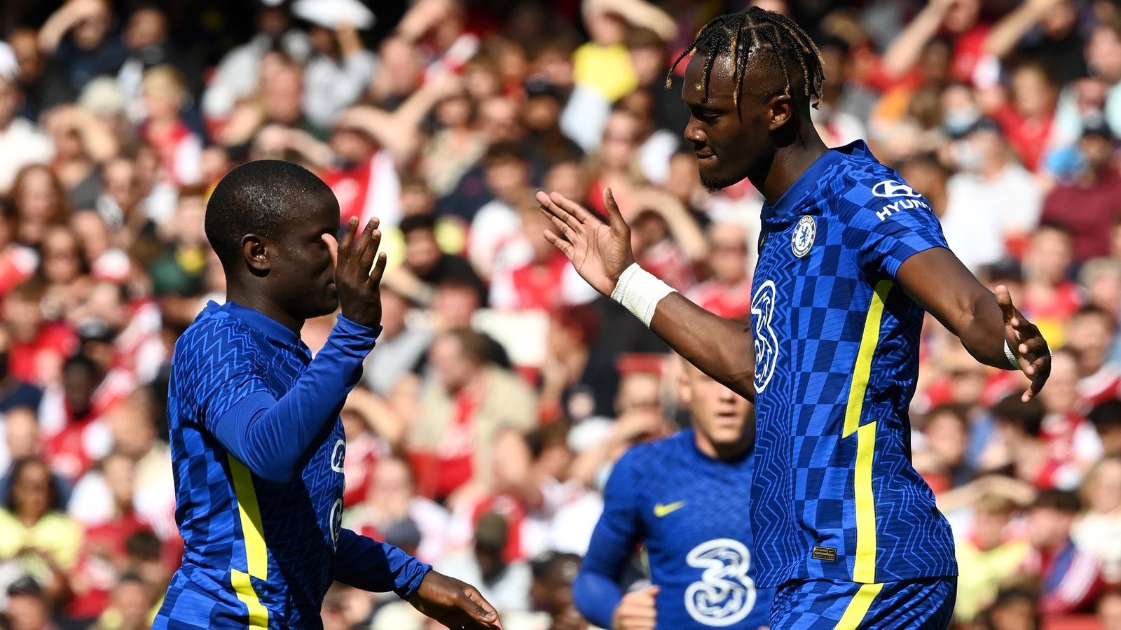 N'Golo Kante congratulates Tammy Abraham
