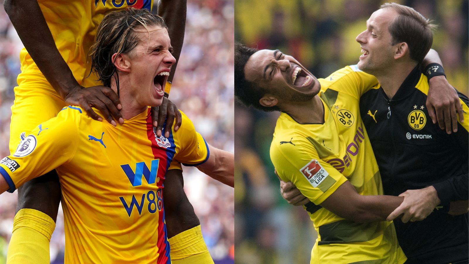 Conor Gallagher and Pierre-Emerick Aubameyang with Thomas Tuchel