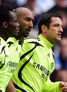 Anelka congratulated after making the opening goal