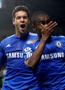 Michael Ballack and Saloman Kalou celebrate goal