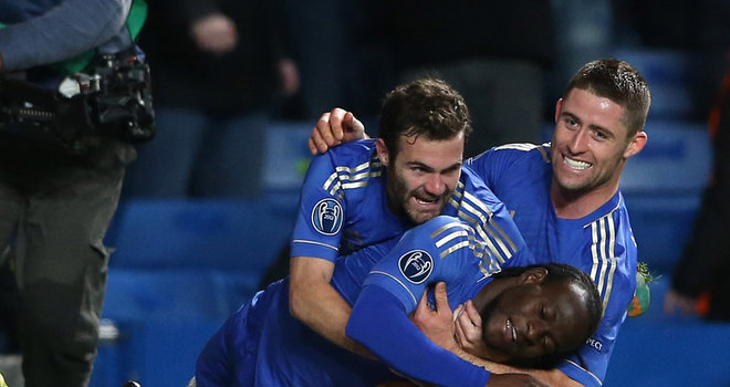 Juan Mata, Victor Moses and Gary Cahill