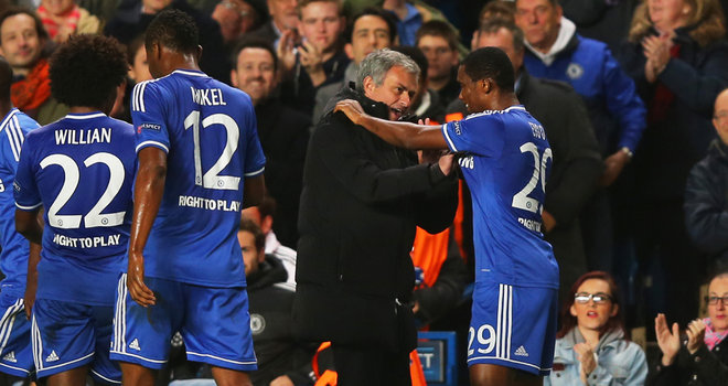 Jose Mourinho and Samuel Eto'o celebrate first goal