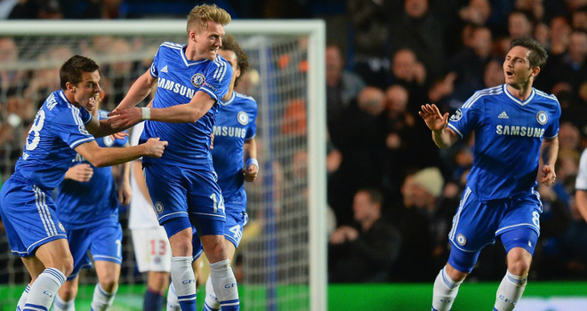 Andre Schurrle celebrates his goal