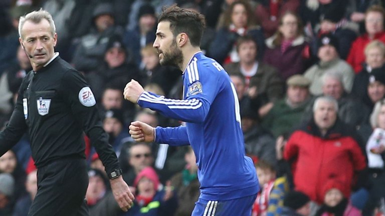 Cesc fabregas celebrates his equalizer