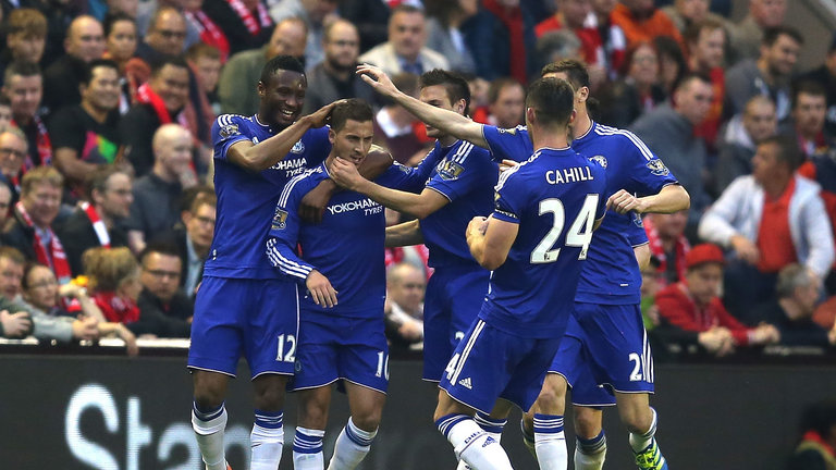 Eden Hazard celebrates his goal