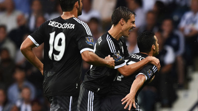 Pedro celebrates his goal