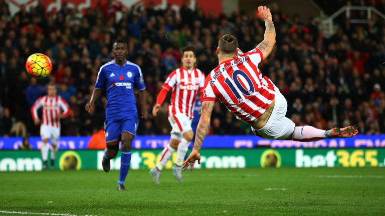 Marko Arnautovic scores Stoke's goal