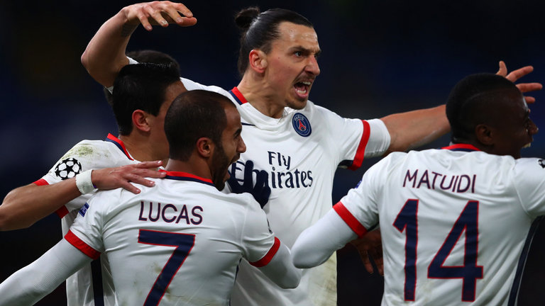Zlatan Ibrahimovic celebrates