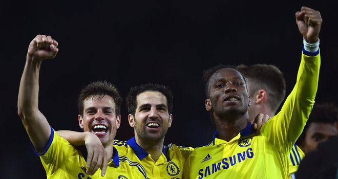 Cesar Azpilicueta, Cesc Fabregas and Didier Drogba