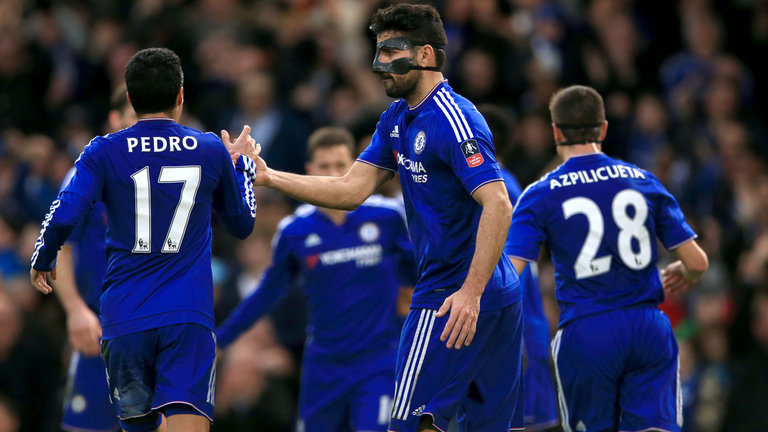Diego Costa celebrates his goal