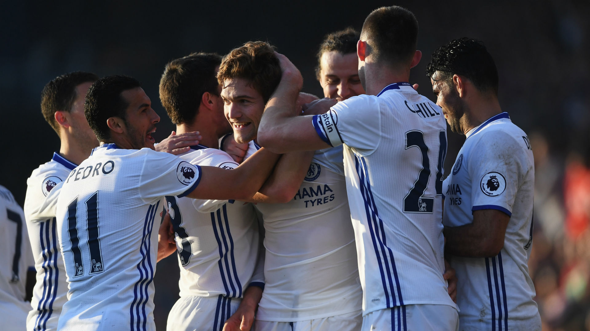 Marcos Alonso celebrates his goal