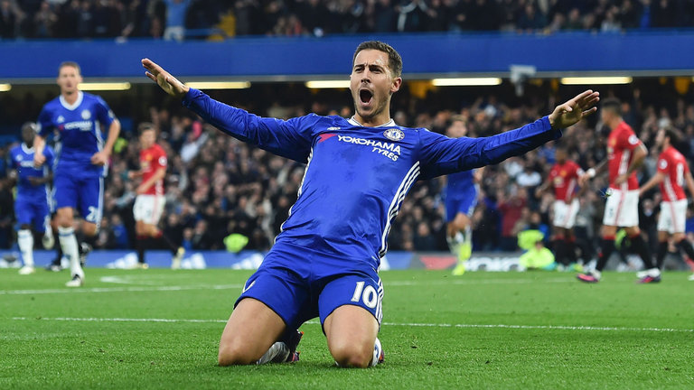 Eden Hazard celebrates his goal