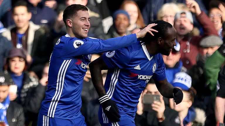 Eden Hazard and Victor Moses