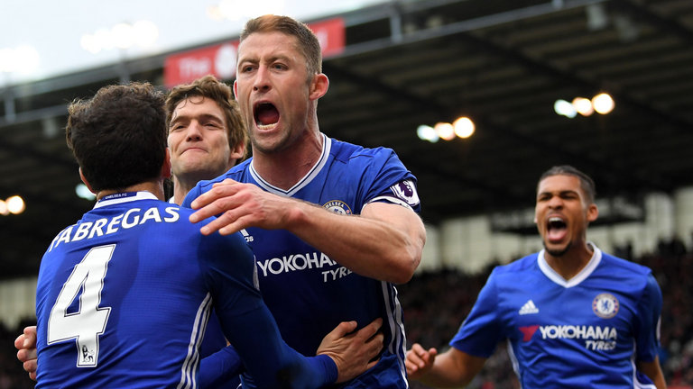 Gary Cahill celebrates