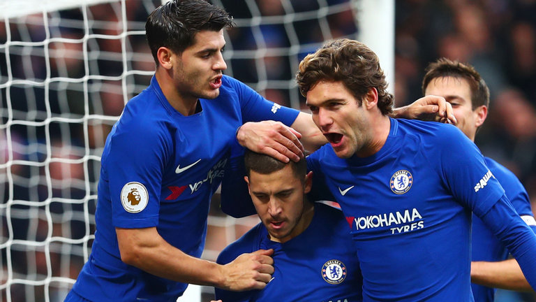 Eden Hazard congratulated on scoring
